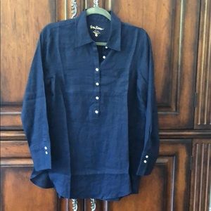 Linen navy Lilly blouse.